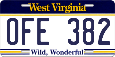WV license plate OFE382