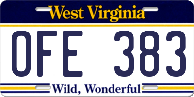 WV license plate OFE383