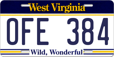 WV license plate OFE384