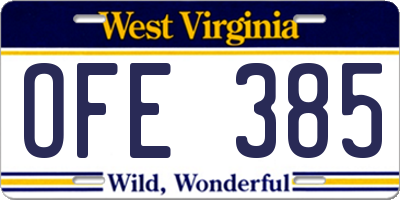 WV license plate OFE385