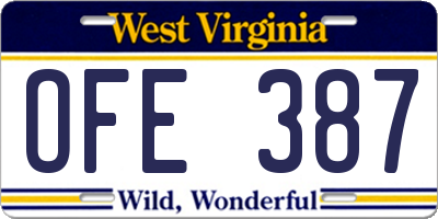 WV license plate OFE387