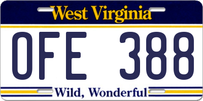 WV license plate OFE388
