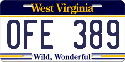 WV license plate OFE389