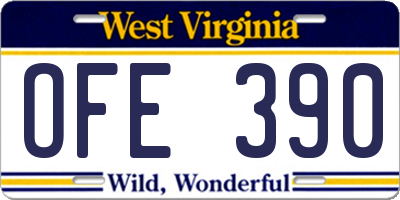 WV license plate OFE390