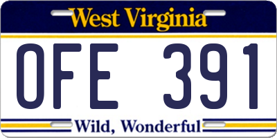 WV license plate OFE391