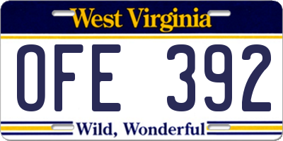 WV license plate OFE392