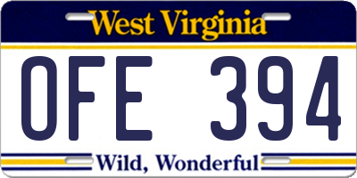 WV license plate OFE394