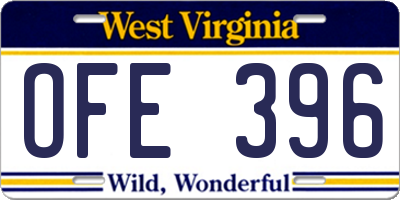 WV license plate OFE396