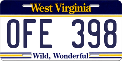 WV license plate OFE398