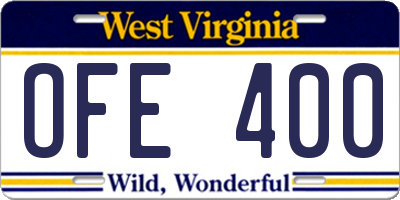 WV license plate OFE400