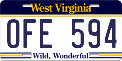 WV license plate OFE594