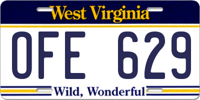 WV license plate OFE629