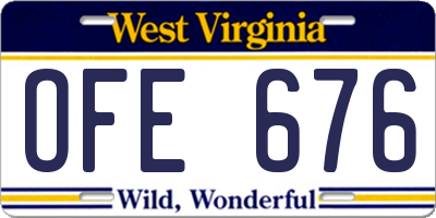 WV license plate OFE676