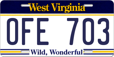 WV license plate OFE703
