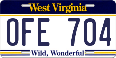 WV license plate OFE704