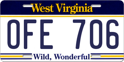 WV license plate OFE706