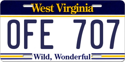 WV license plate OFE707