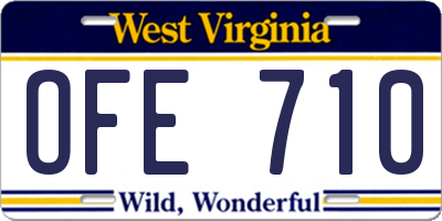 WV license plate OFE710