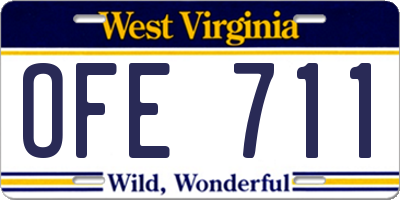 WV license plate OFE711