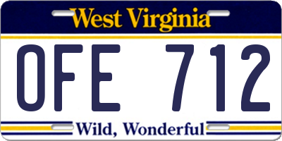 WV license plate OFE712