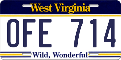 WV license plate OFE714