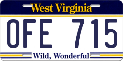 WV license plate OFE715