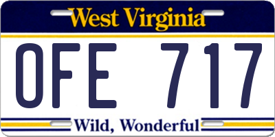 WV license plate OFE717