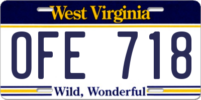 WV license plate OFE718