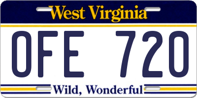 WV license plate OFE720