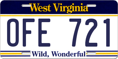 WV license plate OFE721