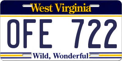 WV license plate OFE722