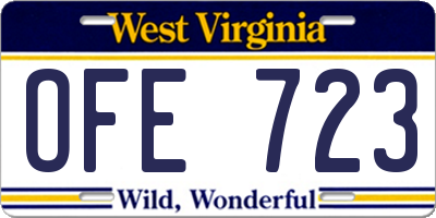 WV license plate OFE723