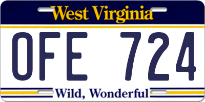 WV license plate OFE724