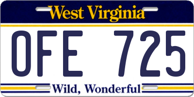WV license plate OFE725