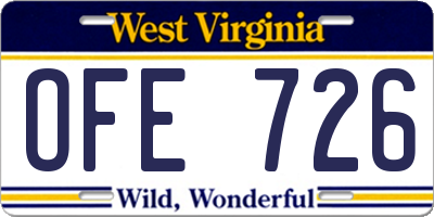 WV license plate OFE726