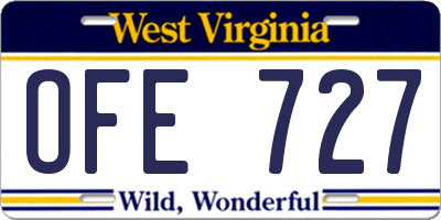 WV license plate OFE727