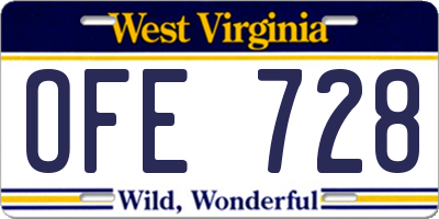 WV license plate OFE728