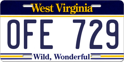 WV license plate OFE729