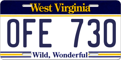 WV license plate OFE730