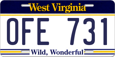 WV license plate OFE731