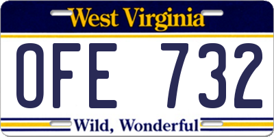 WV license plate OFE732