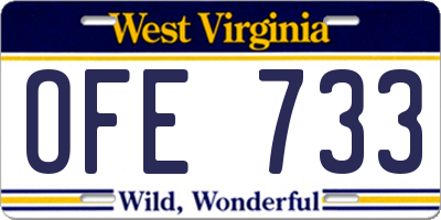 WV license plate OFE733