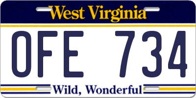 WV license plate OFE734