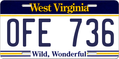 WV license plate OFE736