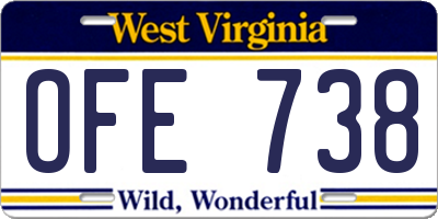 WV license plate OFE738