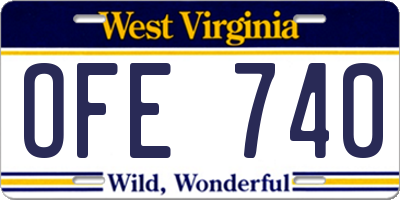 WV license plate OFE740