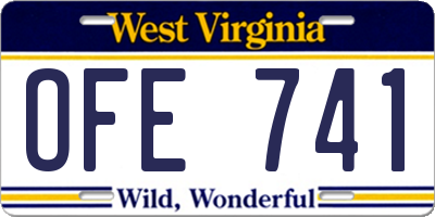 WV license plate OFE741