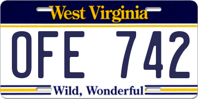 WV license plate OFE742
