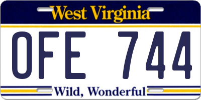 WV license plate OFE744