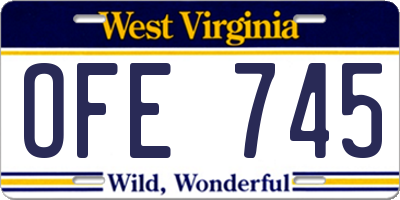 WV license plate OFE745